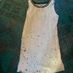 White Flippy Sequin Dress For Girls
